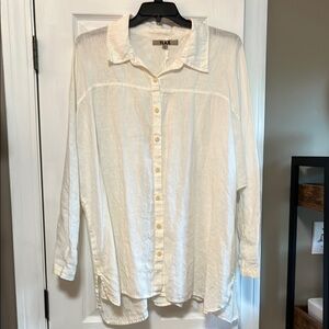 Flax, Cream, Button-Up Women's Top. 100 percent linen.